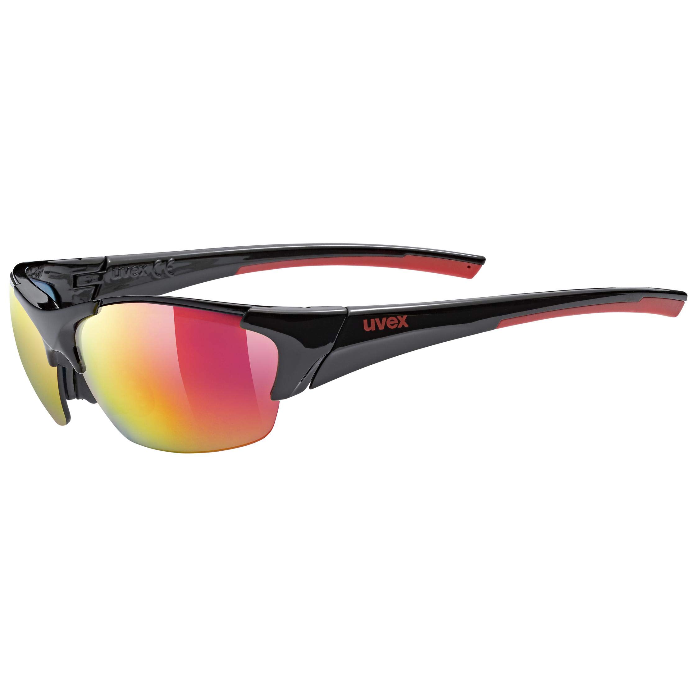 uvex Blaze III - Sports Sunglasses for Men and Women - incl. Interchangeable Lenses - Comfortable & Non-Slip - Black Red Matt/Red - One Size