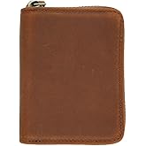 JJNUSA Men Minimalist Leather Wallet Card Holder Distressed Gifts Zipper bag