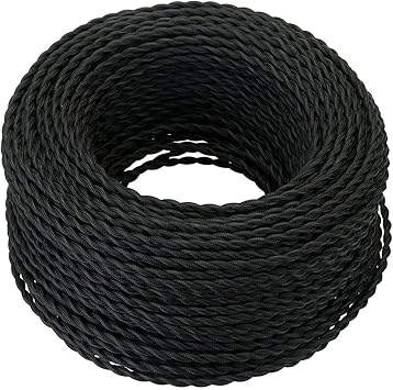 greensun led lighting cable textil vintage 5 meter 2 hilos negro electrico estilo antiguo cuerda retorcida trenzada colgante para luz o lampara