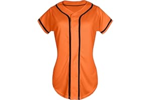 QTWW INC Womens Baseball Jersey Button Down Softball Jersey Short Sleeve Tee Hip Hop Shirt Active Team Sports Uniforms