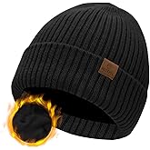 ZTL Merino Wool Beanie Hat for Men Women, Thick Warm Fleece Lined Knit Winter Hats Cuffed Beanie Stocking Hat Ski Skull Cap