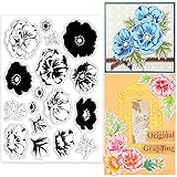 INFUNLY Anemone Clear Stamps Layered Flowers Clear