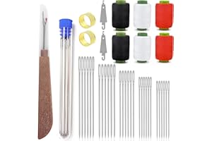 CYHDDDR 37Pcs Sewing Tool Set, Big Eye Steel Sewing Needle Kit, Threader and Needle Repair Kit Stainless Steel Needles for Hand Sewing