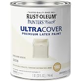 Rust-Oleum Painter's Touch Latex Brush-On Paint, Satin Heirloom White | Interior/Exterior Durability, Multi Surface (Metal, Wood and More), Fast Dry, Chip and Fade Resistant, Quart
