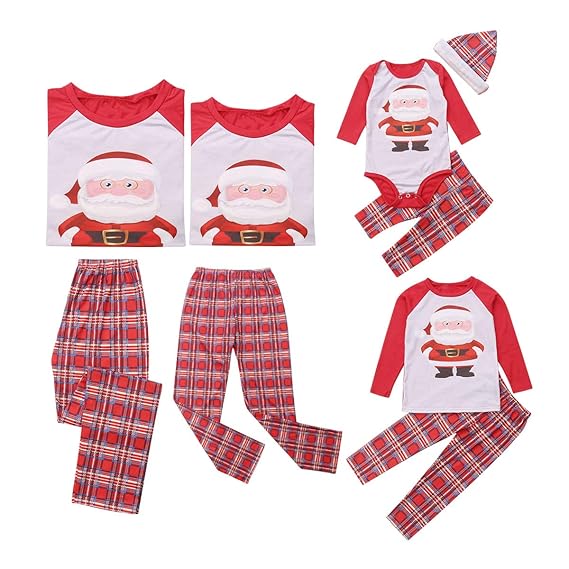 Weihnachts Schlafanzug Familie Set Mutter Kind Vater Pajama Langarm Print Schlafanzug Top Hose Set