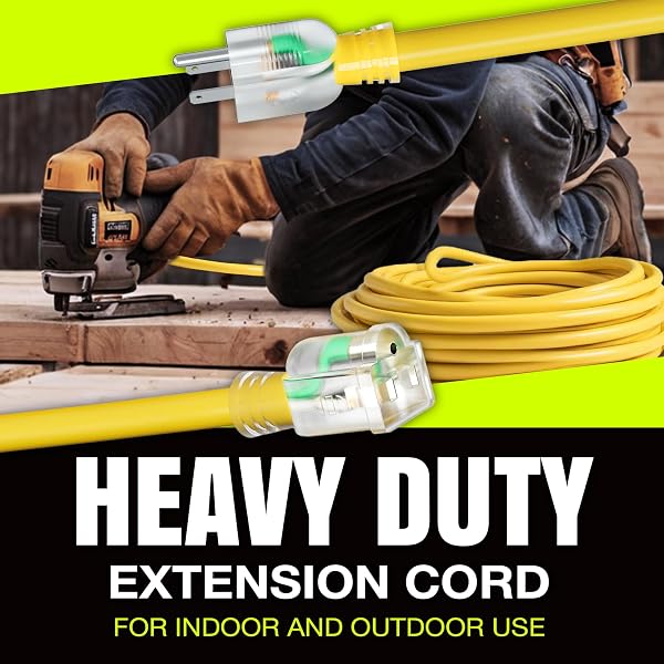 200FT OUTDOOR/INDOOR EXTENSION CORD 12/3 GAUGE EXTRA HEAVY DUTY 3 PRONG SJTW, WATERPROOF, FLEXIBLE COLD-RESISTANT LONG POWER CORD,8A 125V 1000W, YELLOW BY LIFESUPPLYUSA