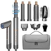 6 in 1 Hair Dryer Brush, Powerful Blow Dryer Brush Air Curler Air Curling Wrap Styler, Blow Dryer Diffuser Ionic Hot Air Brush Fast Dry, Straight,Curl, Blow dryers Brush for Hair, Travel Bag 100-120V