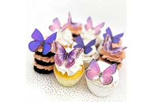 SUGAR ROBOT INC. Sugar Robot Edible Butterflies for Cake Decorating- Large Size Butterfly Decorations - Cake Toppers and Cupcake Toppers - Made in the USA - Premium Crafted (Purple)