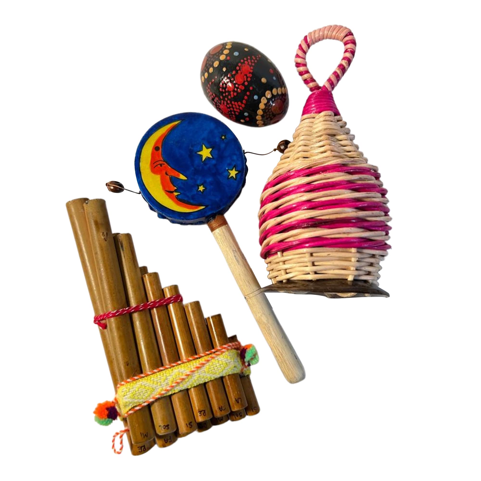 ROUND THE WORLD 4 PIECE MUSICAL INSTRUMENT GIFT BOX | A selection of Fair Trade percussion and wind instruments celebrating music from around the world