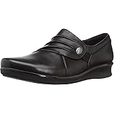 Clarks womens Hope Roxanne Loafer, Black Leather, 5.5 US