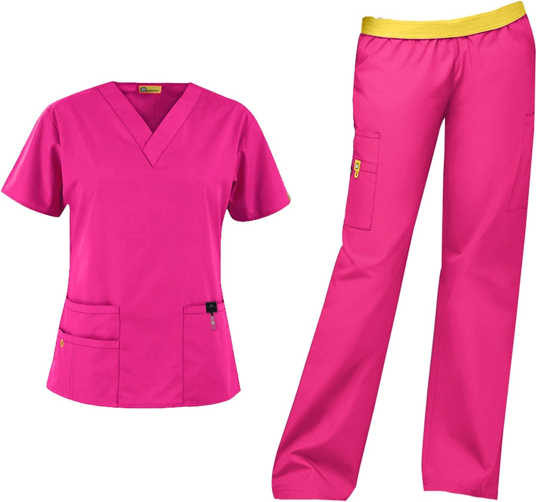 Origins Women's Scrub Set Bundle- 6016 Bravo Top & 5016 Quebec Cargo Pant & Marc Stevens Badge Reel