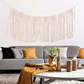 TENEWEE Macrame Wall Hanging Boho Tapestry Banner Garland Decor | Handwoven Large 71\"Lx20\"W, easy mount renter-friendly farmhouse accent, wedding backdrop bedroom cottage living room