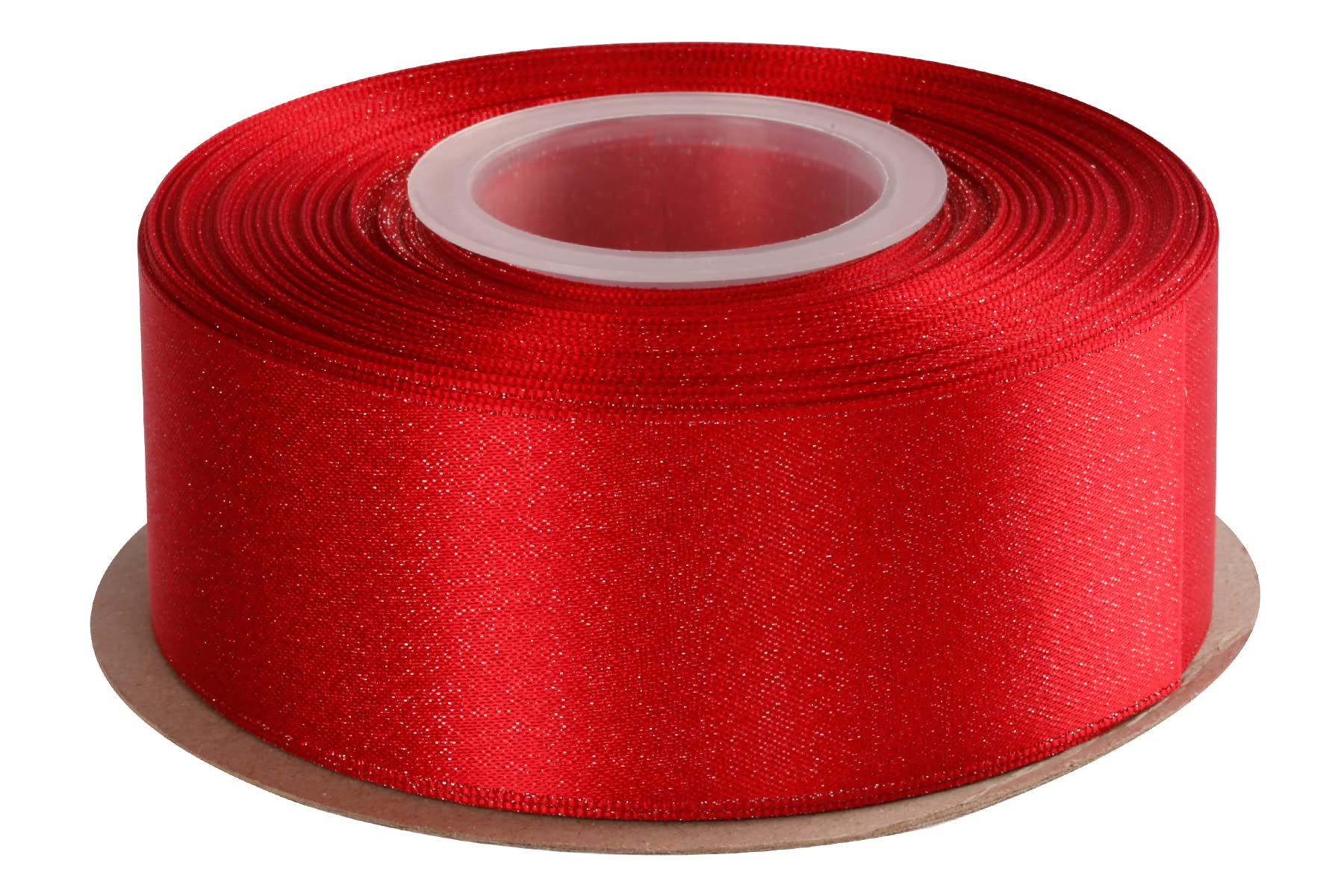 Joycrosso Red Double Faced Glitter Ribbon, Luxury Silver Purl Ribbon, 38mm x 22 Meters, Great for Gift Wrapping Wedding Decoration Floral Arrangement