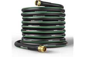 GreatBuddy 100 ft Garden Hose 5/8 Inch Heavy Duty Water Hose, Less Kink Flexible Hybrid Polymer Outdoor Hose for Lawn Care, Car Washing, Pet Bathing and Household Use