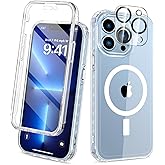 BANLEA Compatible with iPhone 13 Pro Max Case Clear, Built-in Screen Protector, with Camera Lens Protector, [Compatible with MagSafe] Full Body Phone Case, Protective Cover for 13 ProMax 6.7" (Clear)