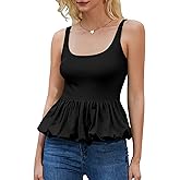 TAIPOVE Women's Scoop Neck Bubble Peplum Top Summer Sleeveless Backless Going Out Camis Tank Tops