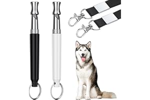 DIZU Dog Whistle, Dog Training Whistle with Lanyard, 2 Pcs Adjustable Ultrasonic Silent Dog Recall Whistles, Professional Dog Whistle to Stop Barking Neighbors Dog (Black and White)