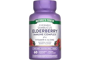 Nature's Truth Elderberry Immune Complex | 60 Chewable Tablets | Plus Vitamin C & Zinc | Mixed Berry | Vegan, Non-GMO, & Gluten Free Supplement