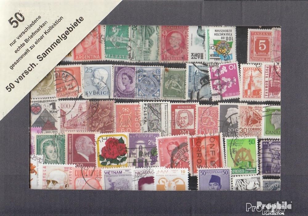 all World 50 various stamps out different collection areas (Stamps for collectors)