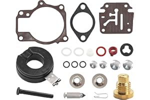 JLM MARINE 396701 Carburetor Rebuild Kit for Johnson Evinrude OMC 18 20 25 28 30 35 40 45 48 50 55 60 65 70 75 HP Outboard Models Carb Kit 398729 18-7042 9-37105