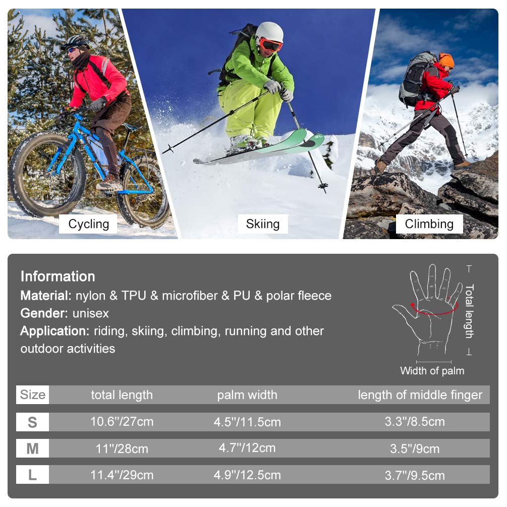 Waterproof Winter Gloves Fleece Warm Gloves Cold Weather Motorcycle Anti-slip Gloves Touch Screen Gloves for Women Men