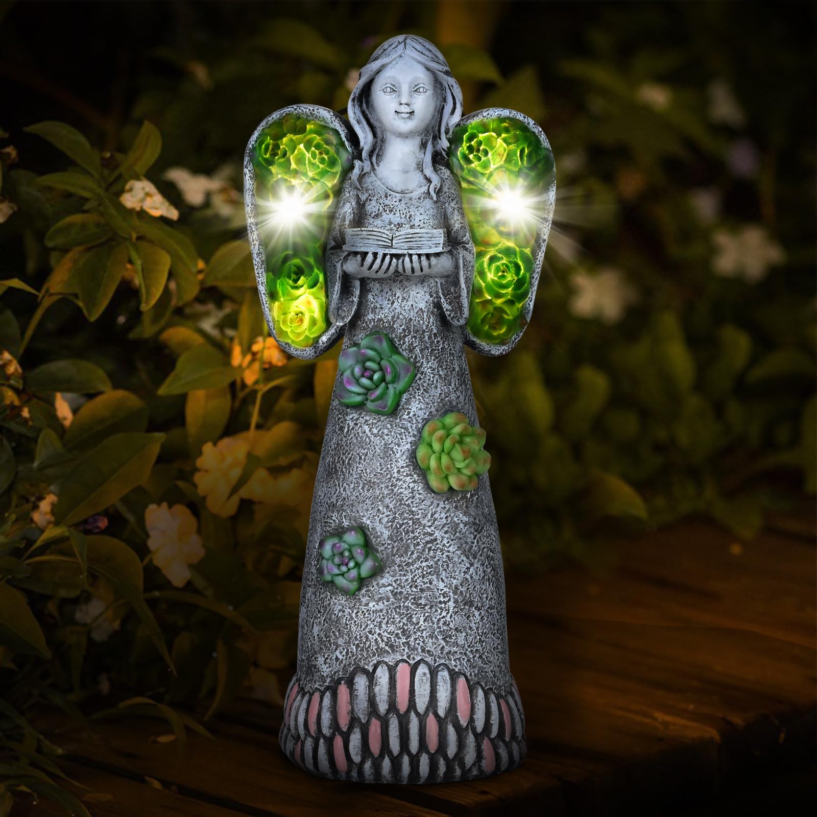 Photo 1 of Yiosax Garden Angels Statue-Solar Angel Statues Cemetery Decoration- Outdoor Memorial Pray Angels Figurine for Patio Lawn Yard Porch Decorations,10.24 Inches