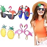 POPLAY Fun Party Sunglasses, Luau Glasses Silly Festival Dress Up Sunglasses Hawaiian Accessories for Kids Women Party Favor Tropical Fancy Photo Props