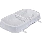 LA Baby 4 Sided Waterproof Diaper Changing Pad, 32" with Easy to Clean Quilted Cover - Made in USA. Non-Skid Bottom, Safety Strap, Fits All Standard Changing Tables/Dresser Tops, White (P-3400-32Q)