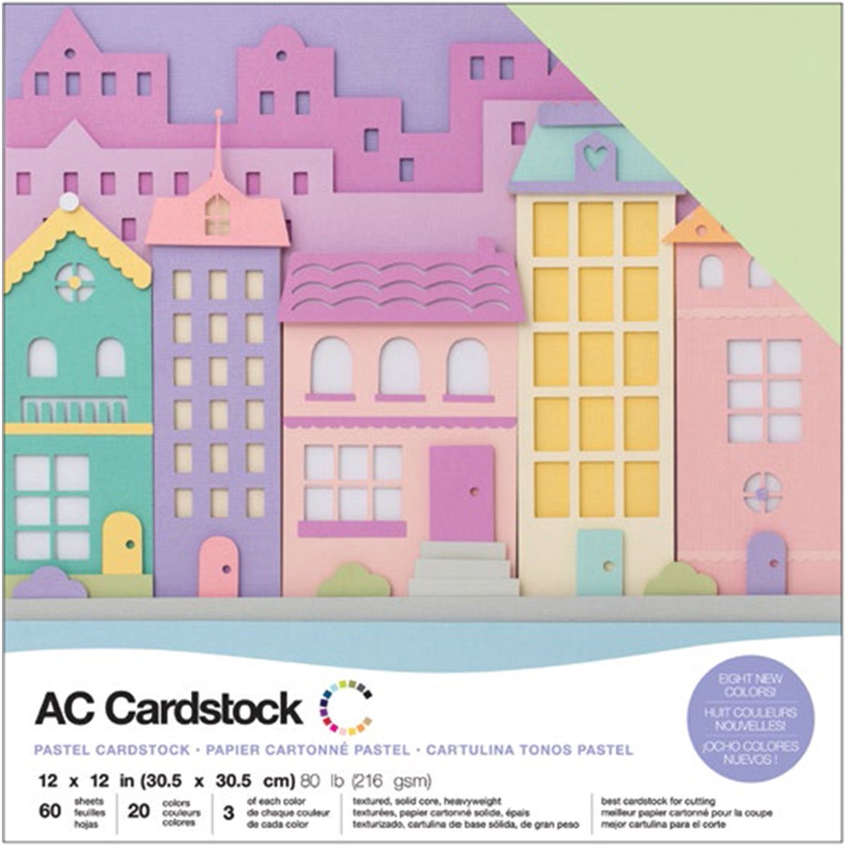 American Crafts 376992 Variety Cardstock, Multi-Colour, 12 x 12-Inch, Pack of 60