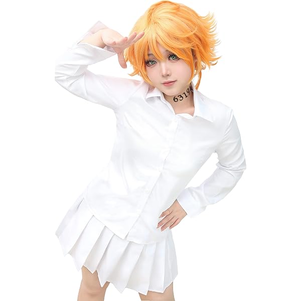 Cosplay-Perücke Orange Gelockt – Anime The Promised Neverland Kurzhaarfrisur, Party- & Halloween-Kostümzubehör