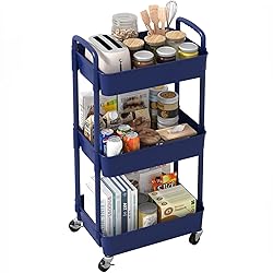 Sywhitta 3-Tier Plastic Rolling Utility Cart with