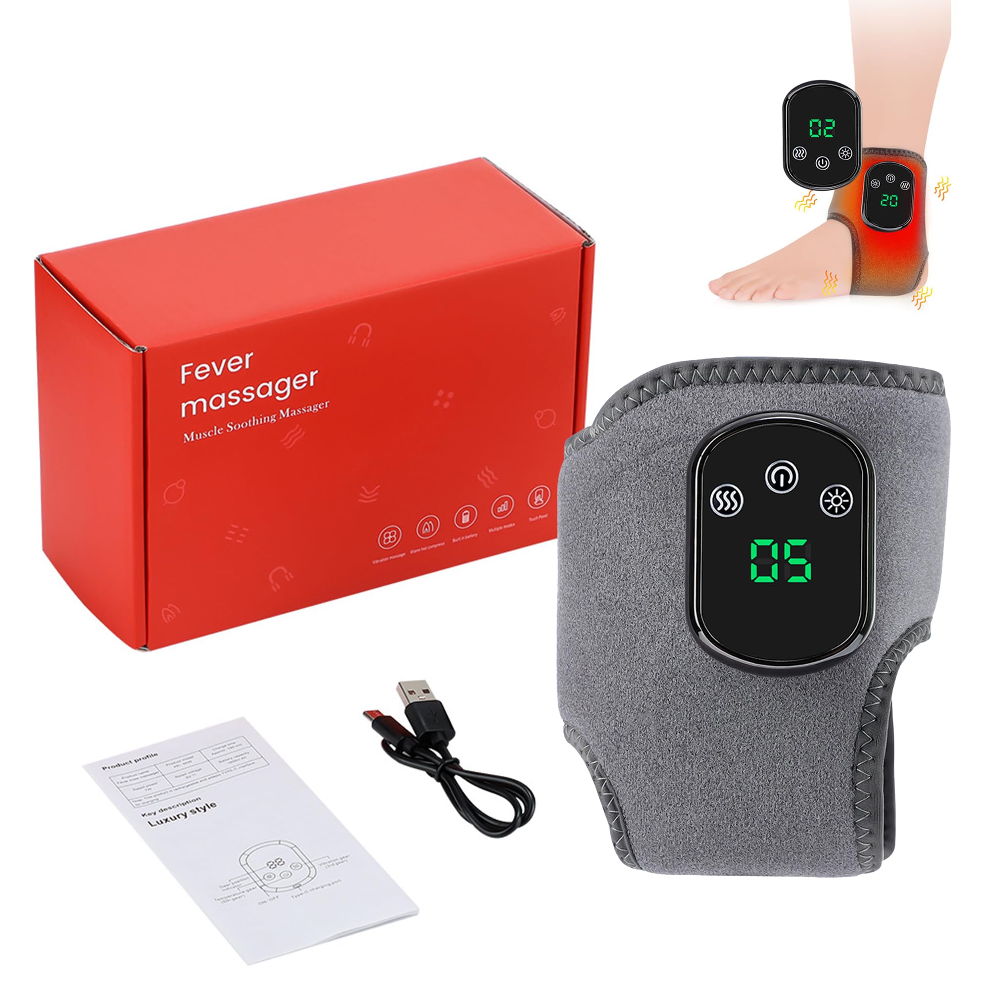 Photo 1 of *** NO USB CABLE *** Sttlejura USB Rechargeable Ankle & Foot Massager, Ankle Heat Wrap, 3-in-1 Massage Wireless & Portable with 3 Vibration Mode, 5 Heat Leavel for Pain Relief & Relaxation