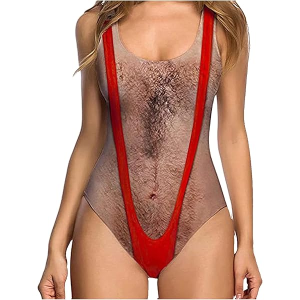 Generic Warehouse Sale Clearance Women's One Piece Funny Swimsuits Novelty  Hairy Chest 3D Print Bathing Suit Graphic Swimwear Sexy High Cut Monokini  Green, Medium at Amazon Women's Clothing store