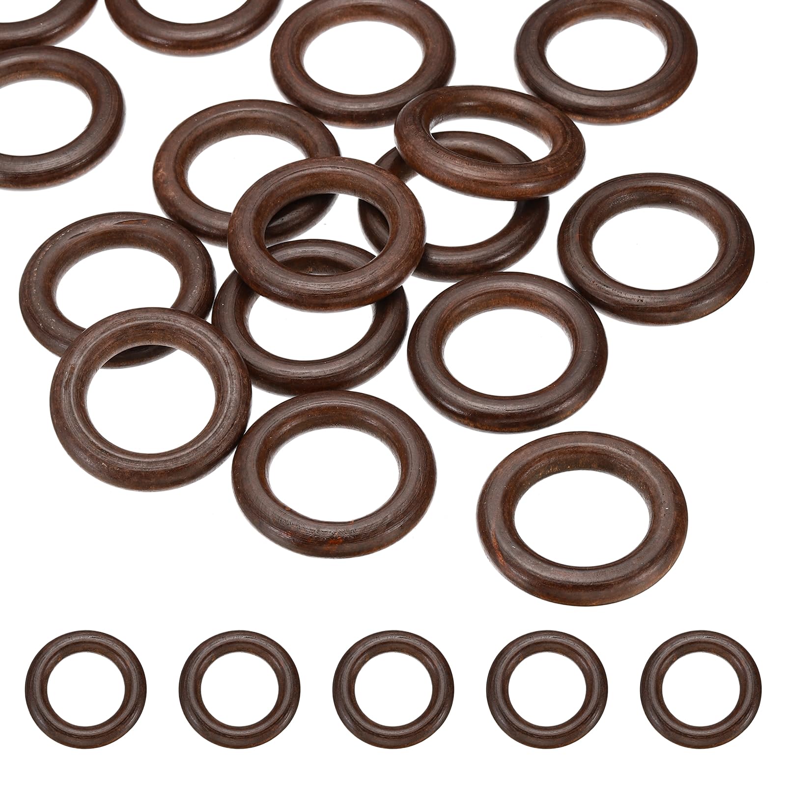 PATIKIL 55mm Natural Wooden Rings, 10 Pack Wood Ring Round Linking Rings Wood Loop Circle for Craft Pendant DIY Jewelry Making Macrame, Dark Brown