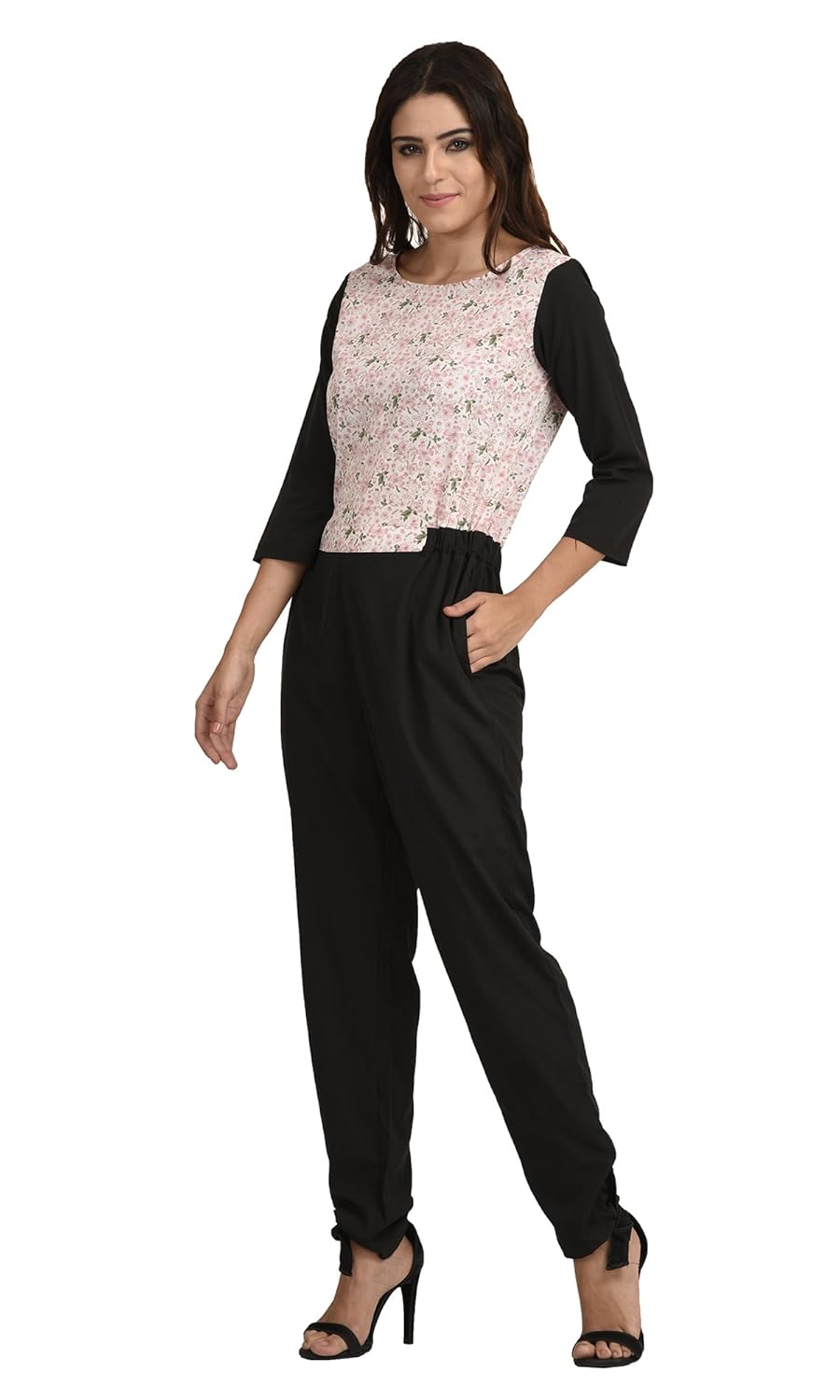 the gud look women's mix & match pink lilly print jumpsuit