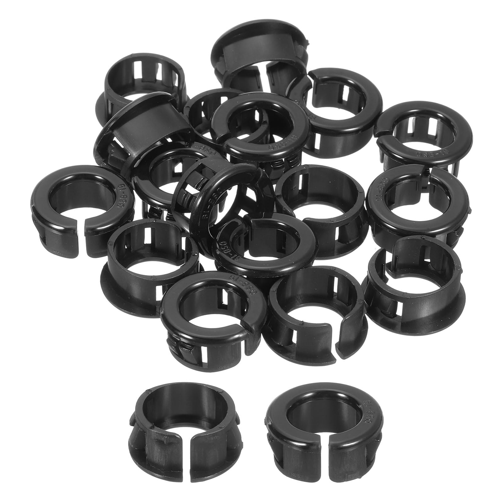 Photo 1 of uxcell Cable Snap Bushing Grommets, 30Pcs 19mm/0.75" Mounting Dia Nylon Snap Bushing Grommet, Round Snap in Cable Hose Bushing for Various Cables Tubes Wire, Black