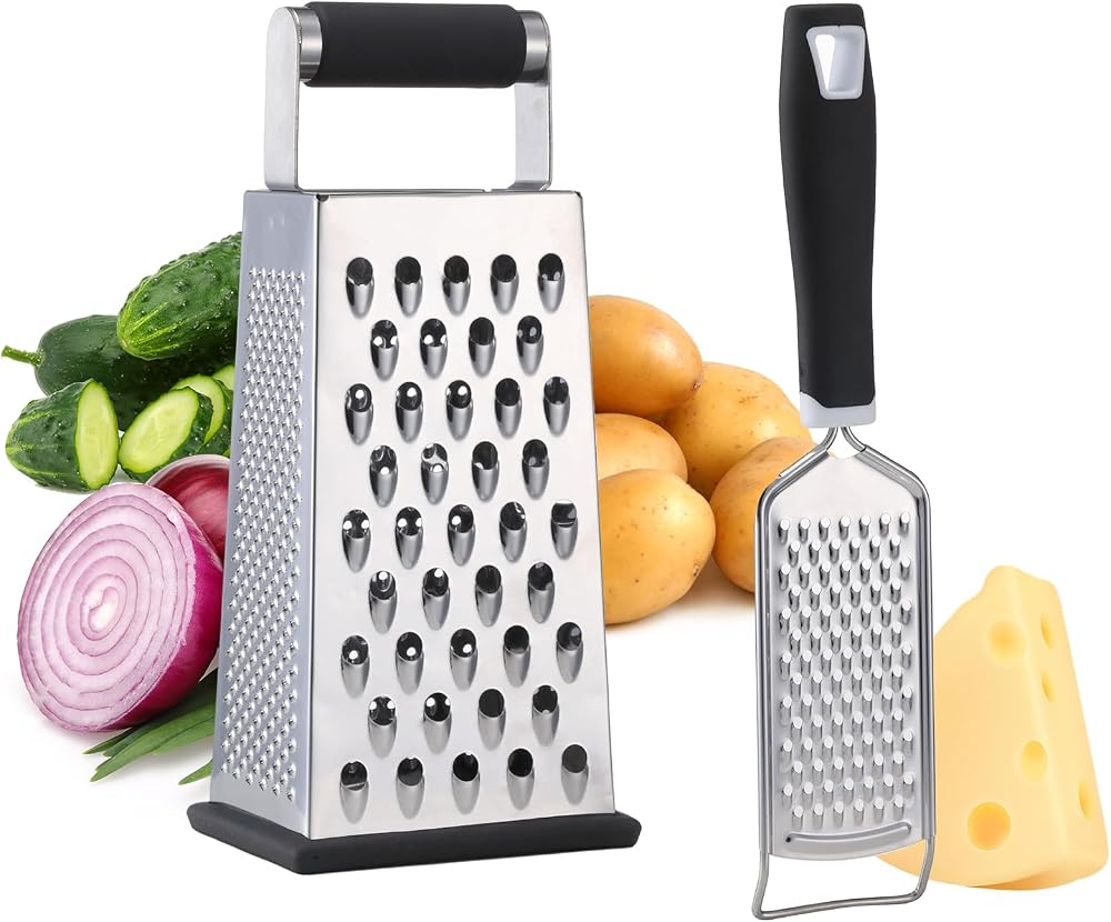 Yizerel 2 Pack Stainless Steel Box Grater Handheld Cheese Vegetable Zester