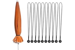 Cingfanlu Black Reusable Outdoor Umbrella Strap, 10 Pack, 8 x 1 Inches