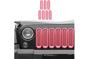 SQQP Mesh Grill Insert Grille Inserts Cover Fit for 2007-2018 Jeep Wrangler JK JKU(Pink)