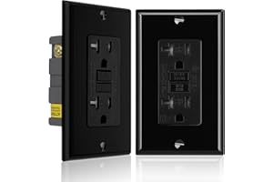 XIMAOEASE GFCI Outlet 20 Amp,Self-Test,Electrical Outlet with Thinner Design,WR Weather Resistant GFCI Receptacle,Ground Fault Circuit Interrupters,Indoor or Outdoor Use,UL Listed (1, Black, 20Amp)