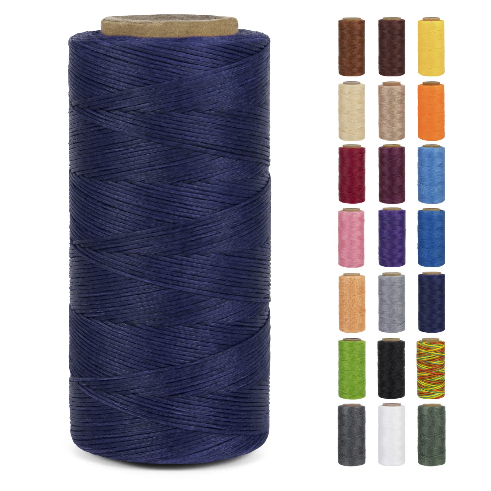 LEREATI Waxed Thread, 284 Yards 150D 0.8mm Leather Sewing Thread Flat Waxed Cord, Leather Repair Weave String for Leather Stitching Sewing, Bookbinding, Bracelets, DIY Crafts (Royal Blue)