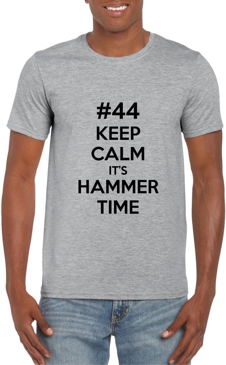 #44 Keep Calm It's Hammer Time Mens/Adult Novelty Tshirt - Sport/Racing/Funny/Gift/Present/Fan (XL, Heather Grey)