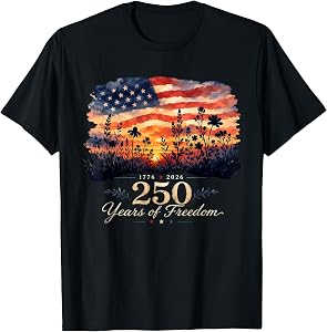 250 Years of Freedom 2026 Fourth of July Women Floral T-Shirt