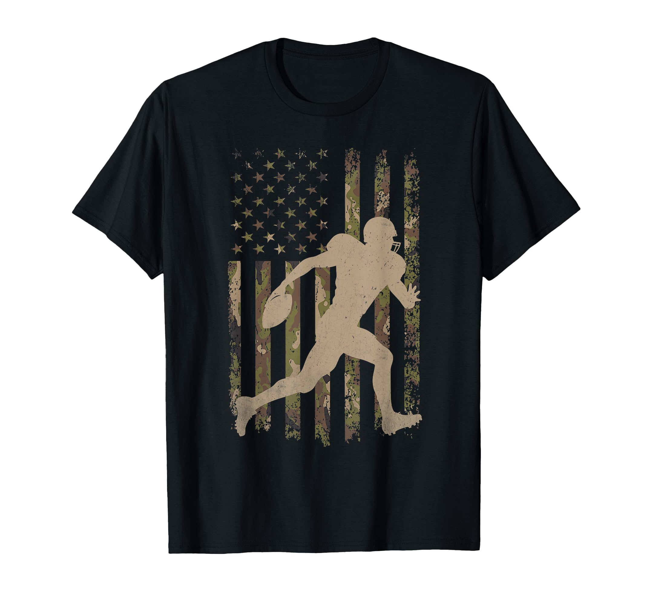 Photo 1 of Camo US Flag American Football Player Teens Boys Men T-Shirt