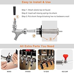 Dbgogo 3'' Draft Beer Faucet Shank, 1/4'' Beer Line