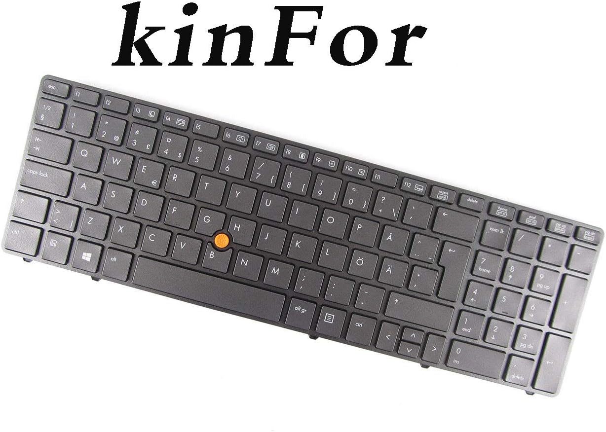 Keyboard for HP EliteBook 8560w i5 i7 Series Black EU Keyboard with Frame and Backlit + Clear Protector Cover