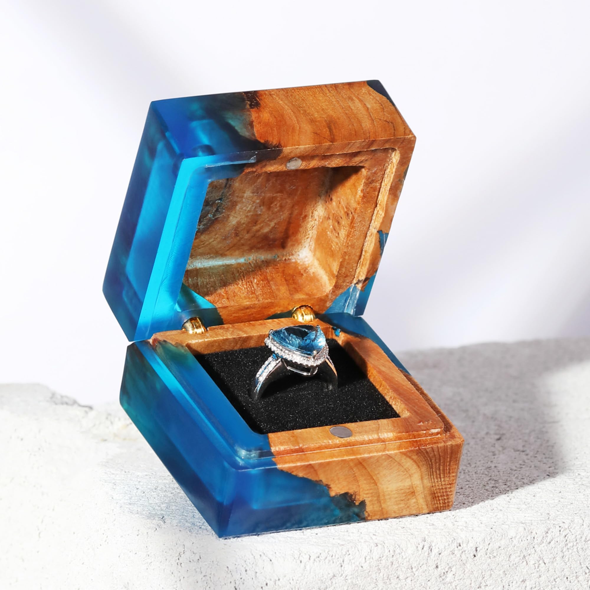 GOGOJSM Wedding Ring Box, Engagement Ring Box with