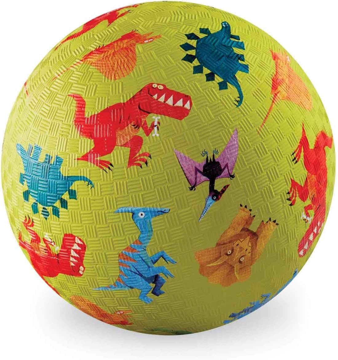 Crocodile Creek Playground Ball - Durable Rubber Ball for Kids Ages 3 and Up - Bouncy Inflatable Ball for Kickball, Indoor Games, and Outdoor Sports - PVC-Free - Dinosaurs Green - 5-inch Diameter