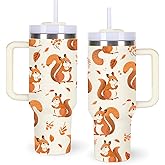 momocici 40oz Squirrels Tumbler with Handle Gifts for Women.Squirrel Lover Cups Tumbler Gifts for Women.40 oz Birthday Christmas Squirrel Cup Tumblers for Squirrels Lover.
