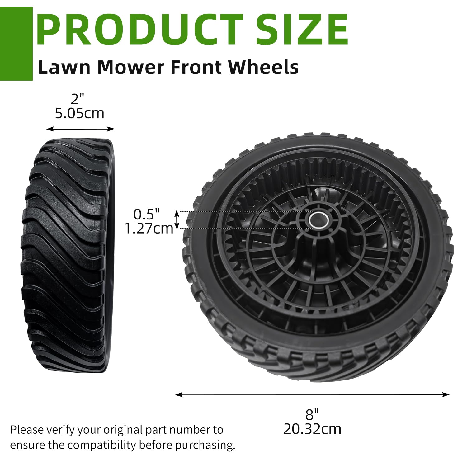 Condition photo showing New/Like New for 634-05039 8" front drive wheel assembly for walk-behind lawn mowers compatible with mtd craftsman cu